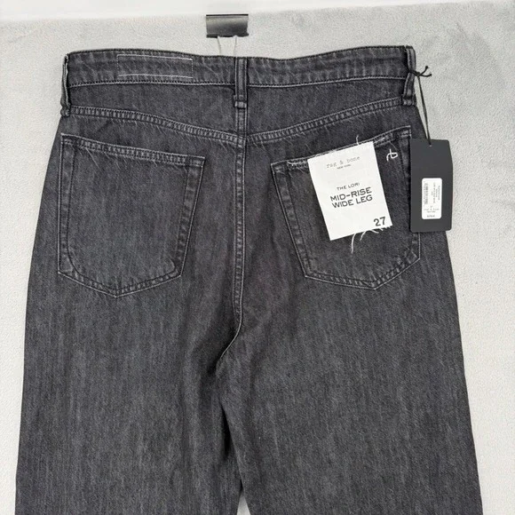 Rag & Bone Lori Mid-Rise Wide Leg Jeans Senoia Black Grey Women's Size 27 NEW - Picture 10 of 16